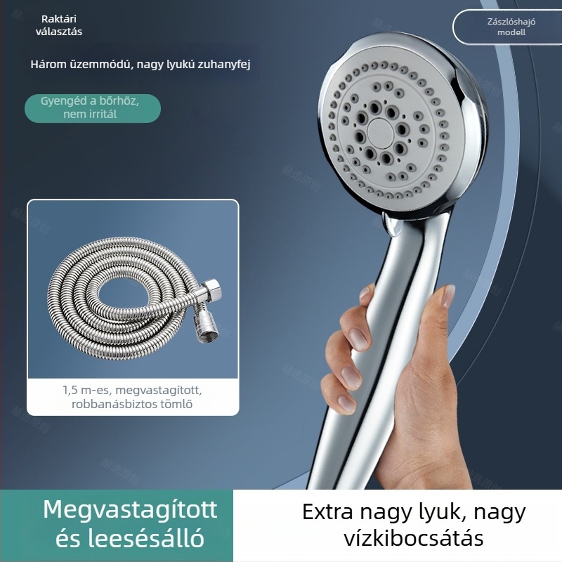 Zuhanyfej nagy lyukakkal, erős vízsugár, dugulás elleni védelem, univerzális fürdőszobához és vízmelegítőhöz