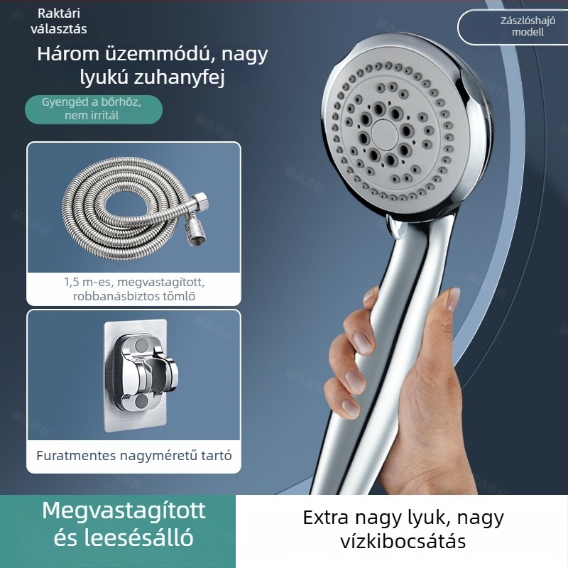 Zuhanyfej nagy lyukakkal, erős vízsugár, dugulás elleni védelem, univerzális fürdőszobához és vízmelegítőhöz