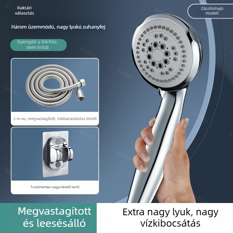 Zuhanyfej nagy lyukakkal, erős vízsugár, dugulás elleni védelem, univerzális fürdőszobához és vízmelegítőhöz