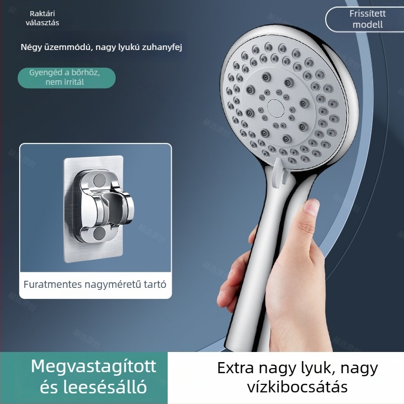 Zuhanyfej nagy lyukakkal, erős vízsugár, dugulás elleni védelem, univerzális fürdőszobához és vízmelegítőhöz