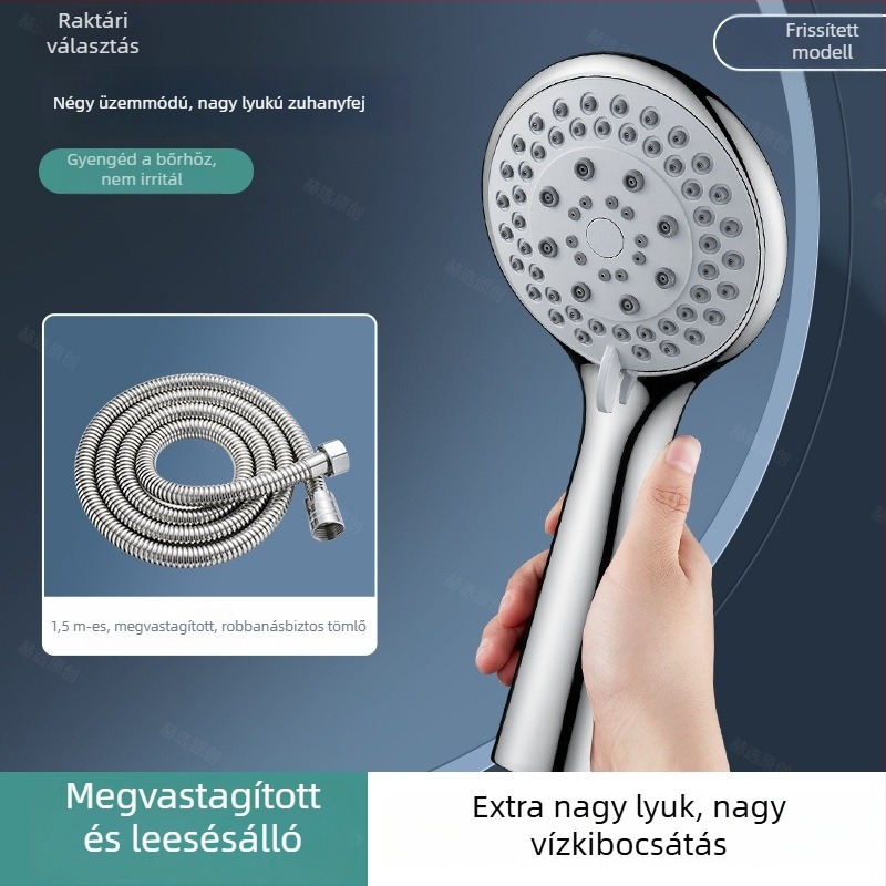 Zuhanyfej nagy lyukakkal, erős vízsugár, dugulás elleni védelem, univerzális fürdőszobához és vízmelegítőhöz