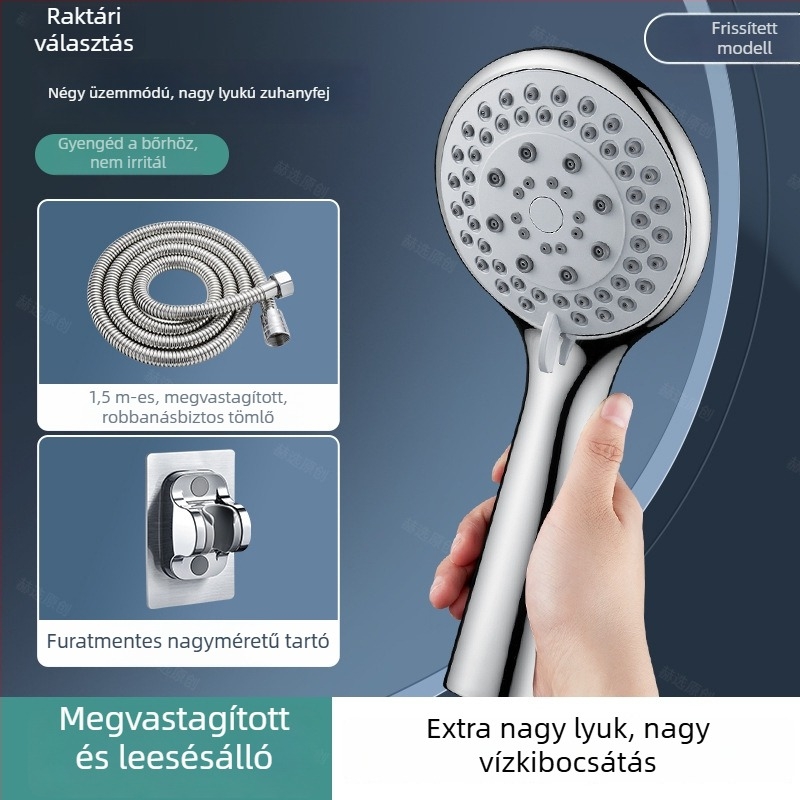 Zuhanyfej nagy lyukakkal, erős vízsugár, dugulás elleni védelem, univerzális fürdőszobához és vízmelegítőhöz