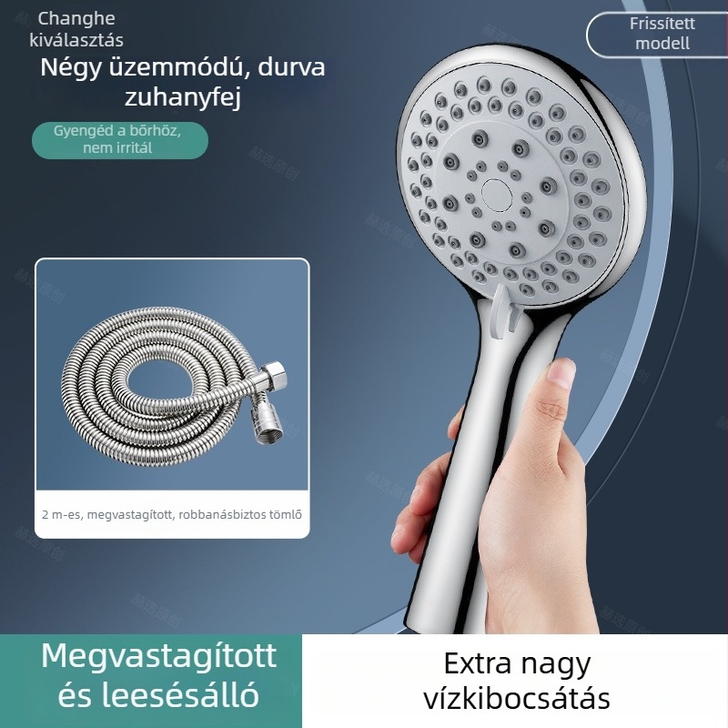 Zuhanyfej nagy lyukakkal, erős vízsugár, dugulás elleni védelem, univerzális fürdőszobához és vízmelegítőhöz