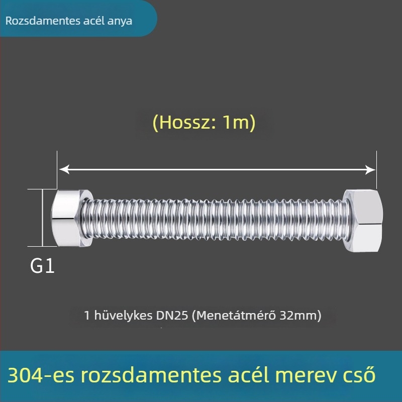 1 hüvelykes hullámos cső 304-es rozsdamentes acélból, magas hőmérsékletű és nagy nyomású gőz és víz számára, alakítható, menetes csatlakozással, Haomiao