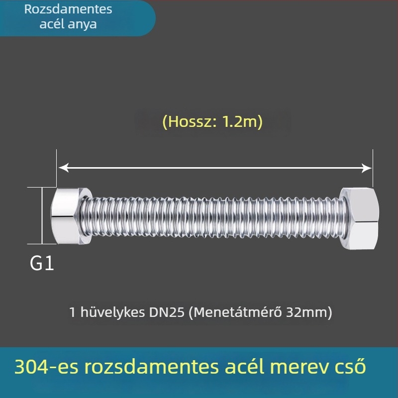1 hüvelykes hullámos cső 304-es rozsdamentes acélból, magas hőmérsékletű és nagy nyomású gőz és víz számára, alakítható, menetes csatlakozással, Haomiao