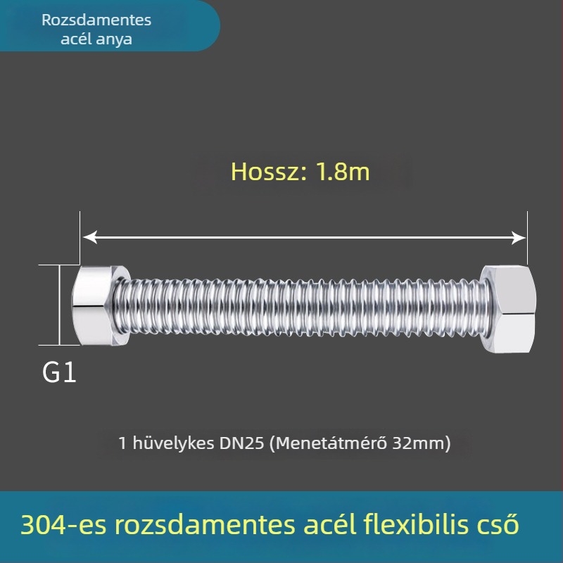 1 hüvelykes hullámos cső 304-es rozsdamentes acélból, magas hőmérsékletű és nagy nyomású gőz és víz számára, alakítható, menetes csatlakozással, Haomiao