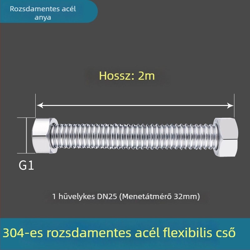 1 hüvelykes hullámos cső 304-es rozsdamentes acélból, magas hőmérsékletű és nagy nyomású gőz és víz számára, alakítható, menetes csatlakozással, Haomiao