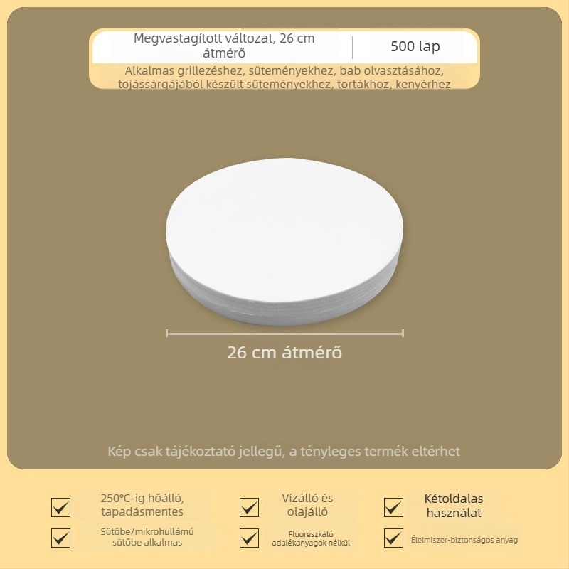 Vastag kör alakú szilikon bevonat sütőpapír, nem tapad, kétoldalas, magas hőmérsékletnek ellenálló, olajfelszívó, otthoni sütéshez.