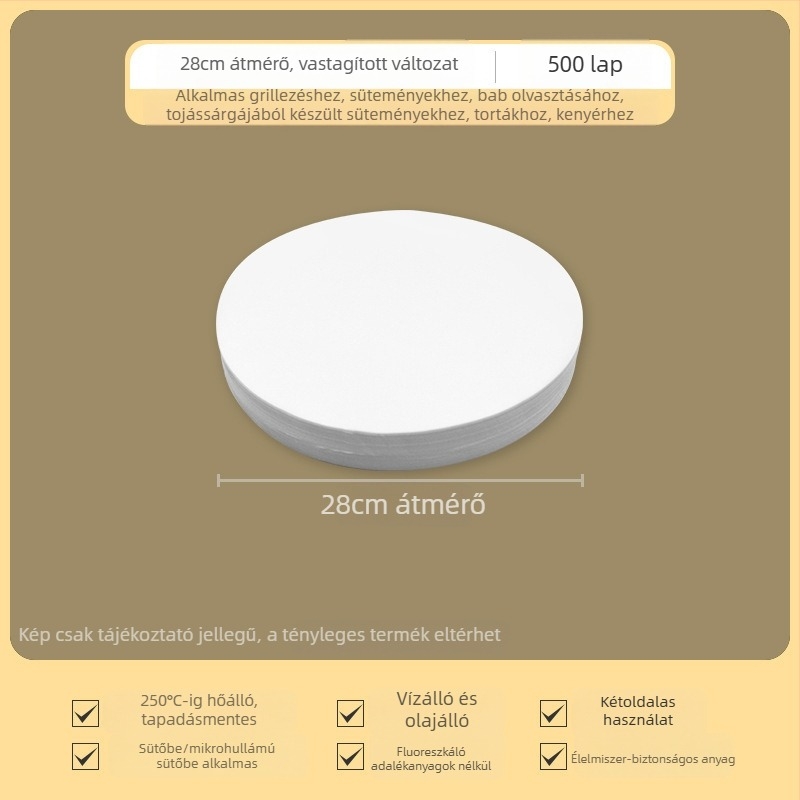 Vastag kör alakú szilikon bevonat sütőpapír, nem tapad, kétoldalas, magas hőmérsékletnek ellenálló, olajfelszívó, otthoni sütéshez.