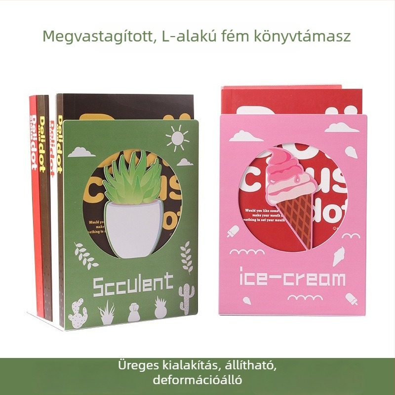 Színes, fém könyv-tartók, Ins-stílusú minimalist dizájn, asztali rendező diákok könyvei és írószerei számára