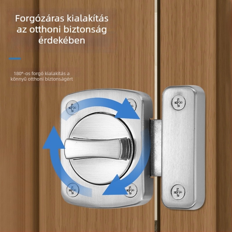 Fúrás nélküli, cink ötvözetű forgó retesz ajtókhoz – lopás elleni, ütközés elleni, zárszerkezet tolóajtókhoz és hálószoba ajtókhoz