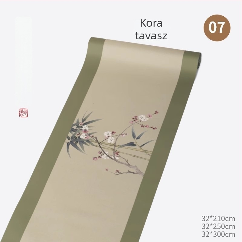 Selyemből készült vízálló teázasztal futó – Zen ihletés, modern kínai stílus, hosszú