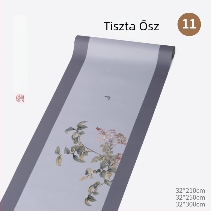 Selyemből készült vízálló teázasztal futó – Zen ihletés, modern kínai stílus, hosszú