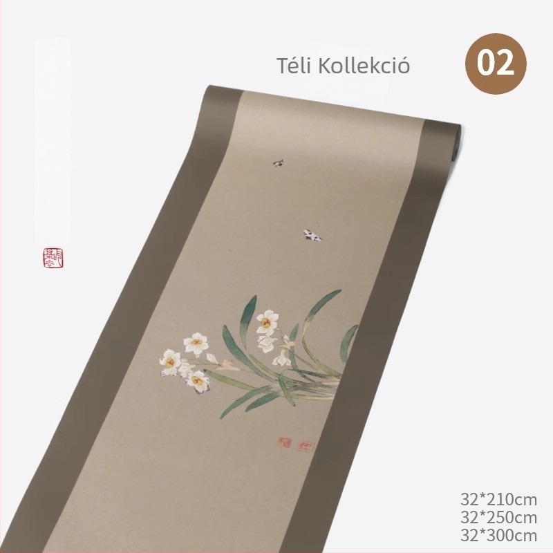 Selyemből készült vízálló teázasztal futó – Zen ihletés, modern kínai stílus, hosszú
