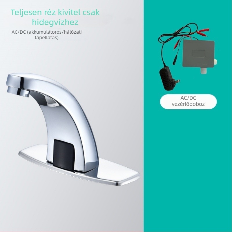 Teljesen réz szenzoros mosdócsap automata, infravörös érzékelővel, tömlő és rozsdamentes acélcső