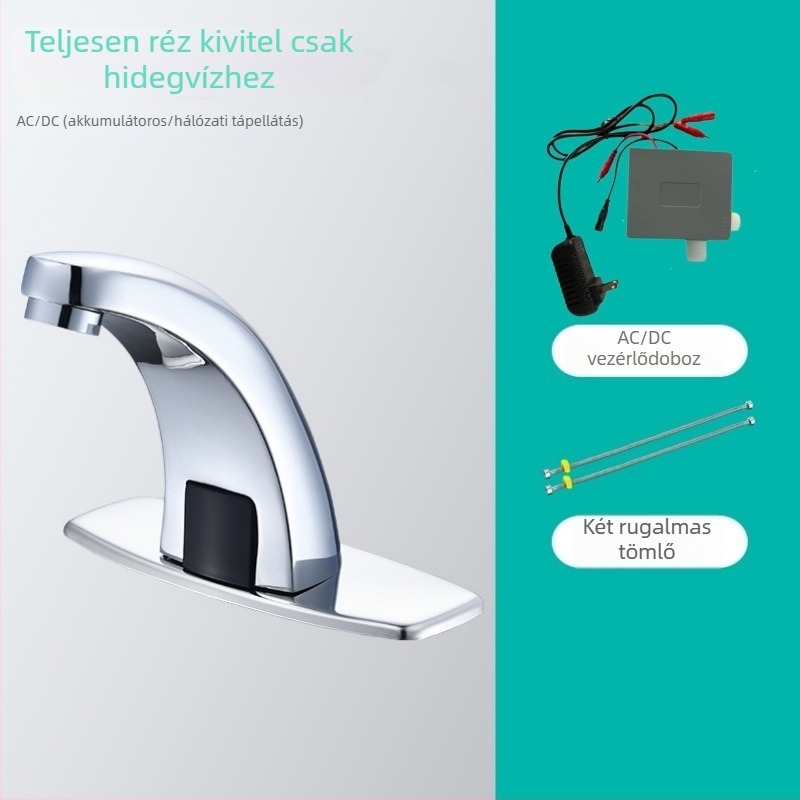 Teljesen réz szenzoros mosdócsap automata, infravörös érzékelővel, tömlő és rozsdamentes acélcső