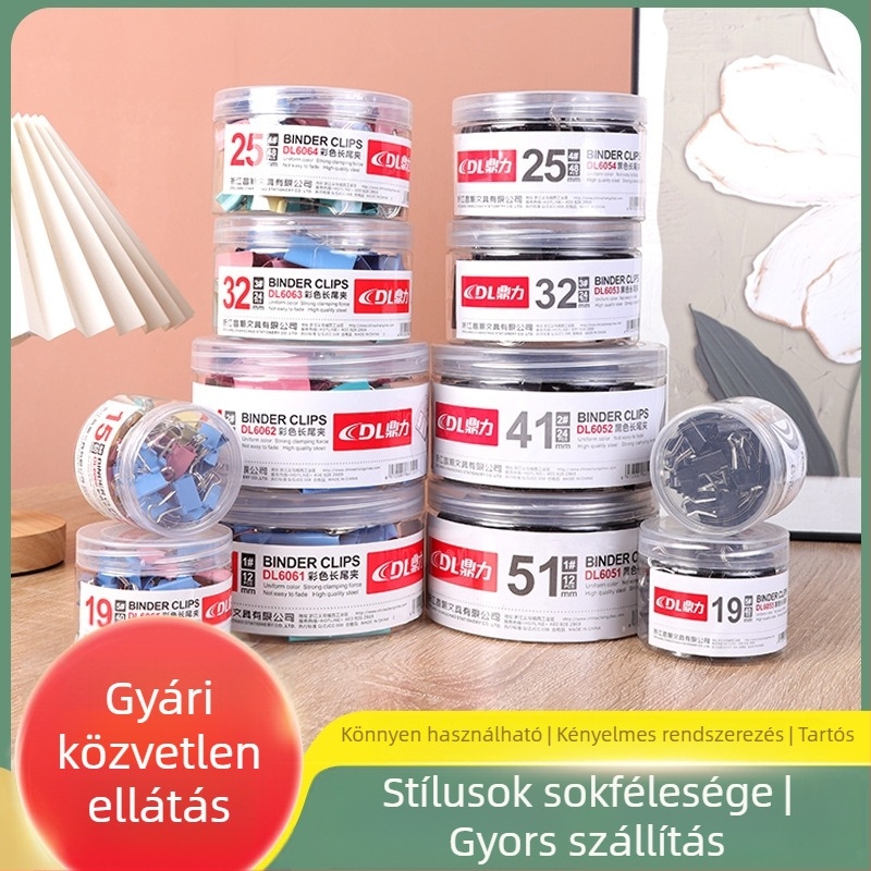 Fém hosszú farkú klipek dokumentumokhoz és irodai kellékekhez, színes jegyzet- és vizsgalap-klip
