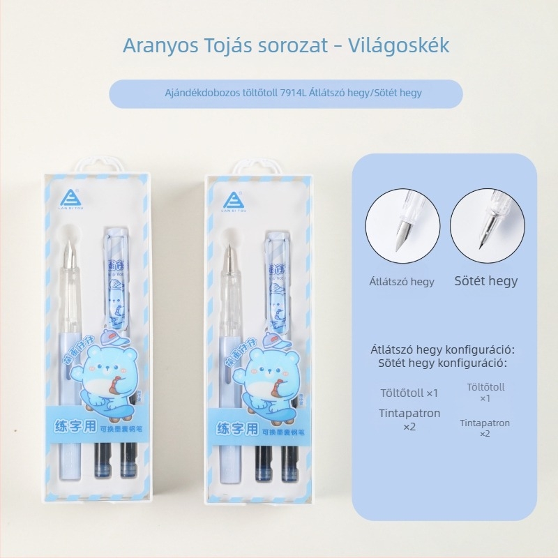 7914 iskolai toll, cserélhető tinta kazetta, 3,4 kaliber, műanyag test, ajándékdoboz