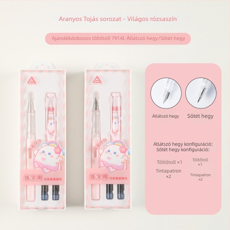 7914 iskolai toll, cserélhető tinta kazetta, 3,4 kaliber, műanyag test, ajándékdoboz