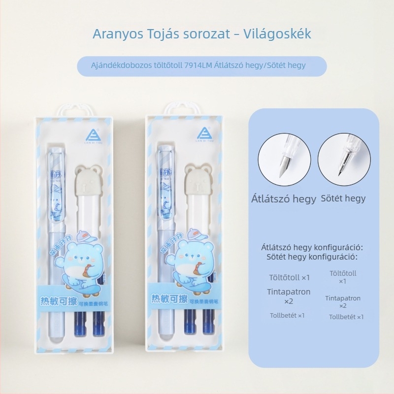 7914 iskolai toll, cserélhető tinta kazetta, 3,4 kaliber, műanyag test, ajándékdoboz