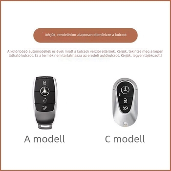 Mercedes C260L kulcstartó tok GLC300L, A200L, GLA200, E300L és C200L-hoz, fém burkolattal és csattal