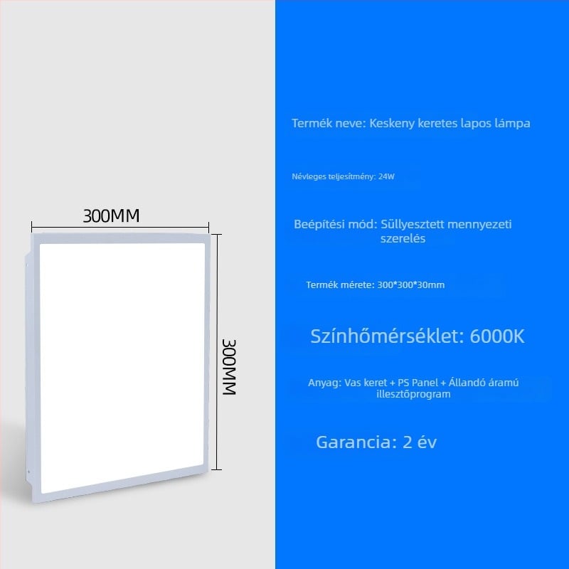 LED síkpanel lámpa 600x600 keskeny keretű alumínium panel fény anti-glare 300x600 magas fényerő