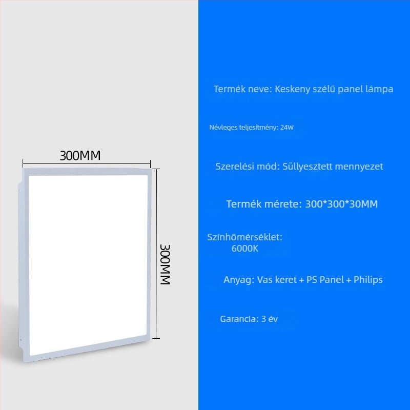 LED síkpanel lámpa 600x600 keskeny keretű alumínium panel fény anti-glare 300x600 magas fényerő