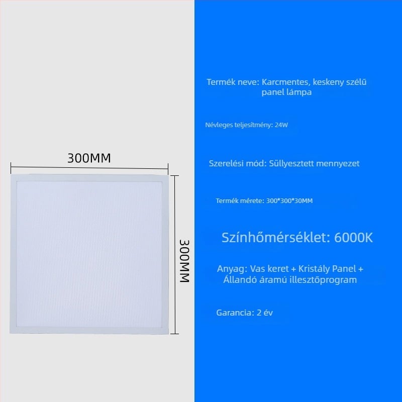 LED síkpanel lámpa 600x600 keskeny keretű alumínium panel fény anti-glare 300x600 magas fényerő