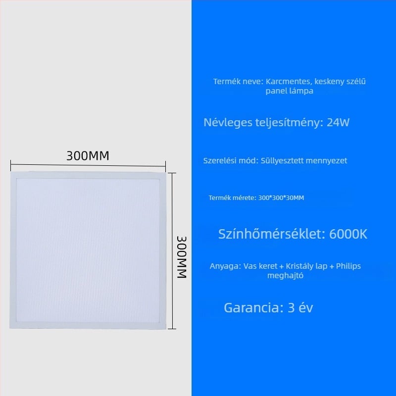 LED síkpanel lámpa 600x600 keskeny keretű alumínium panel fény anti-glare 300x600 magas fényerő