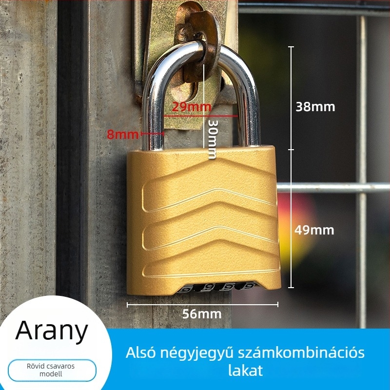 Nagy négyjegyű kombinációs zár szekrényekhez, kültéri használatra, rozsdamentes acélból