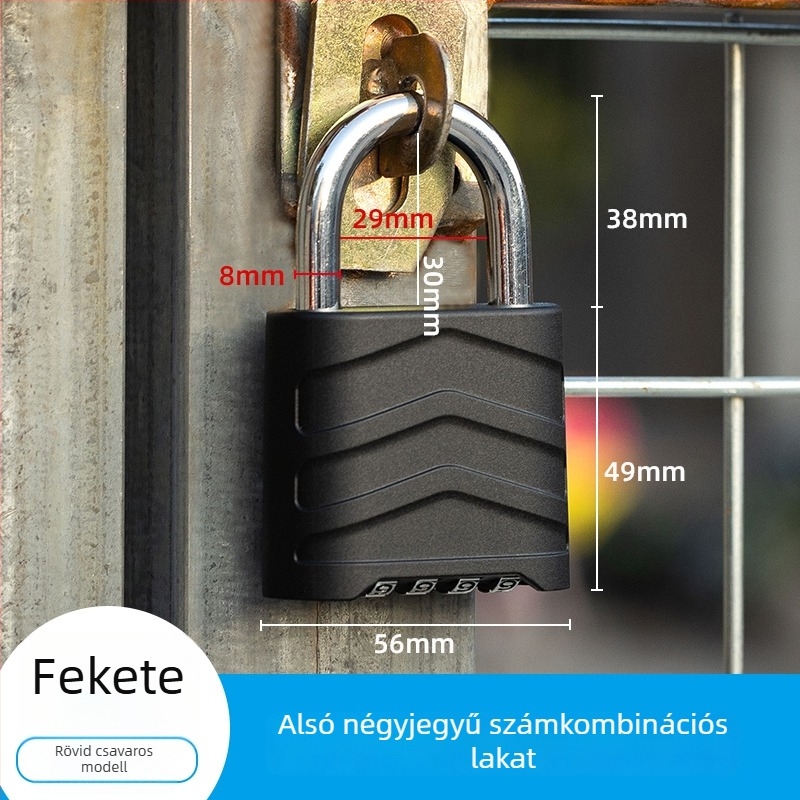 Nagy négyjegyű kombinációs zár szekrényekhez, kültéri használatra, rozsdamentes acélból