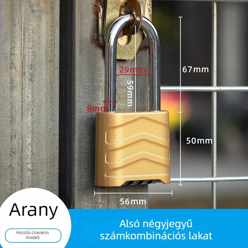 Nagy négyjegyű kombinációs zár szekrényekhez, kültéri használatra, rozsdamentes acélból