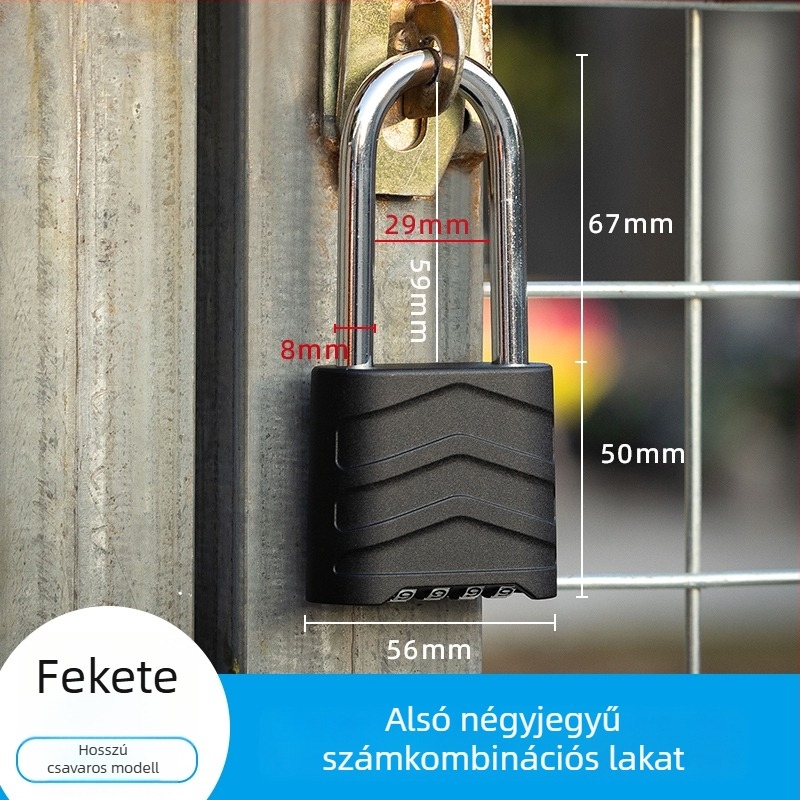 Nagy négyjegyű kombinációs zár szekrényekhez, kültéri használatra, rozsdamentes acélból