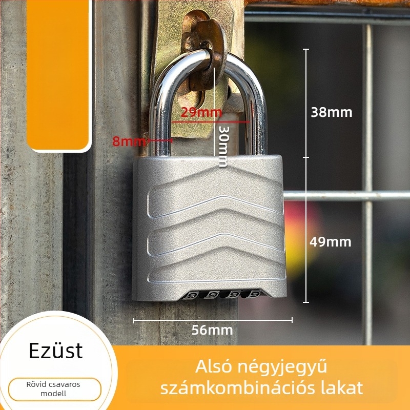 Nagy négyjegyű kombinációs zár szekrényekhez, kültéri használatra, rozsdamentes acélból