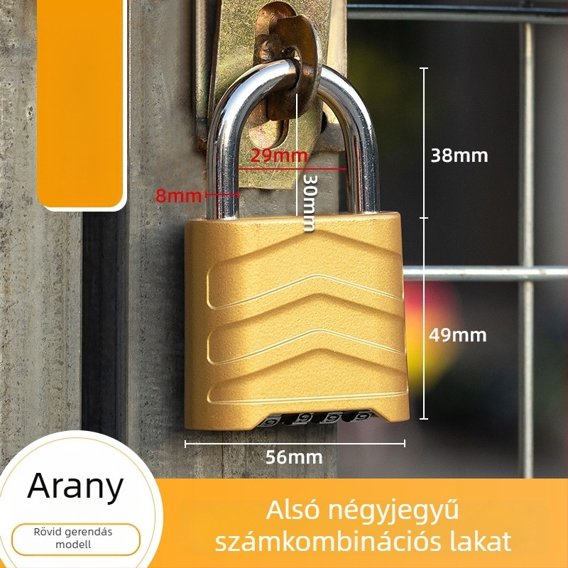 Nagy négyjegyű kombinációs zár szekrényekhez, kültéri használatra, rozsdamentes acélból