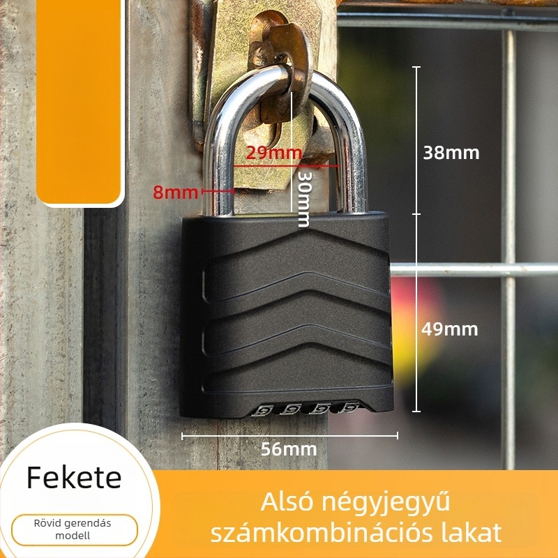 Nagy négyjegyű kombinációs zár szekrényekhez, kültéri használatra, rozsdamentes acélból