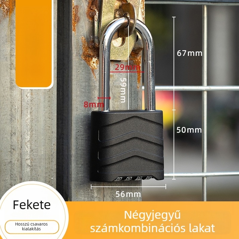 Nagy négyjegyű kombinációs zár szekrényekhez, kültéri használatra, rozsdamentes acélból
