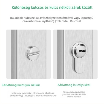 Rozsdamentes acél fürdőszobai zár fogantyúval, kulcs nélkül, WC ajtóhoz, 110 lyukú zár