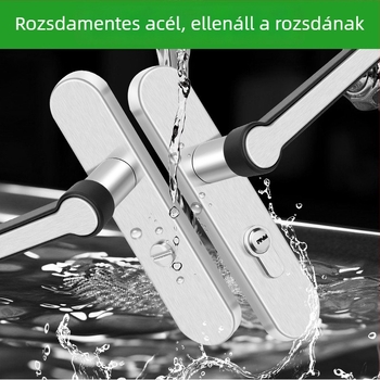 Rozsdamentes acél fürdőszobai zár fogantyúval, kulcs nélkül, WC ajtóhoz, 110 lyukú zár