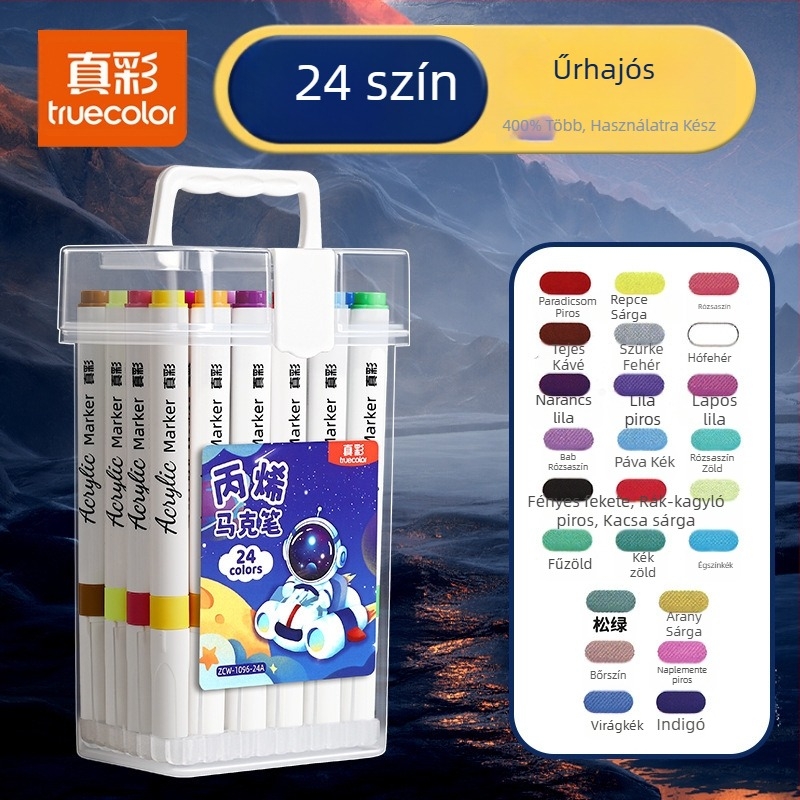 True Color marker toll rajzhoz, óvodásoknak biztonságos akvarell toll, fedő színek és egymásra rakható akril ecset
