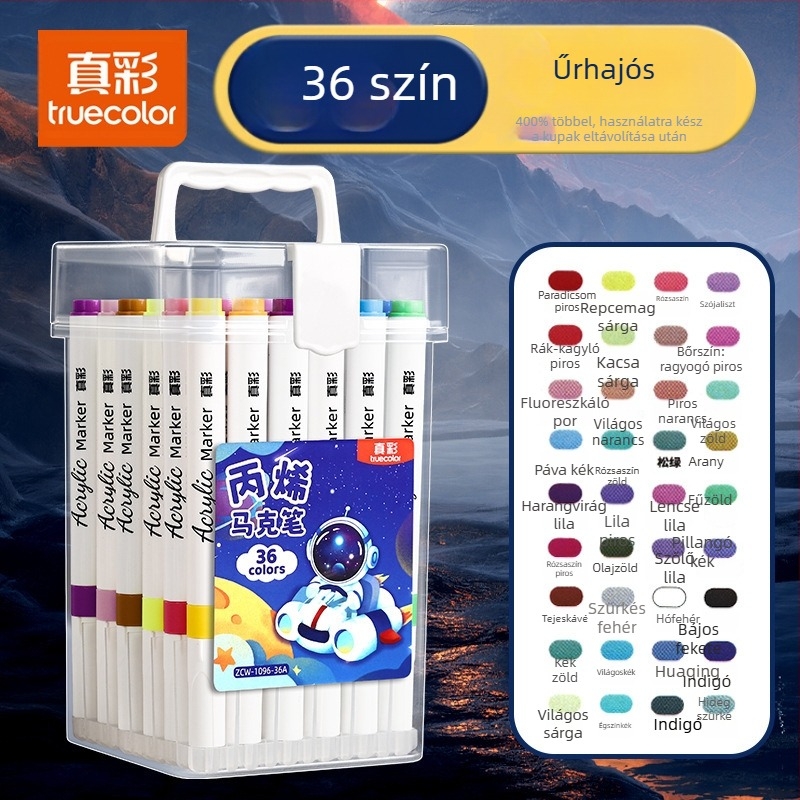 True Color marker toll rajzhoz, óvodásoknak biztonságos akvarell toll, fedő színek és egymásra rakható akril ecset