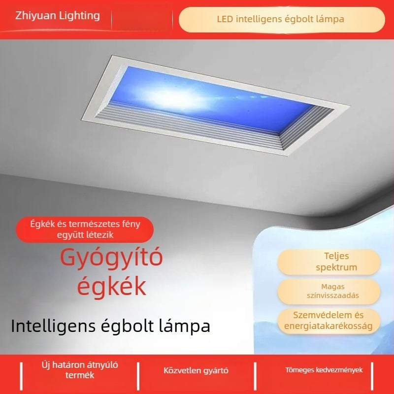 LED ultra vékony mennyezeti lámpa, intelligens integrált világítással konyhához és fürdőszobához, kék égbolt fény, nap imitáció, tiszta égbolt