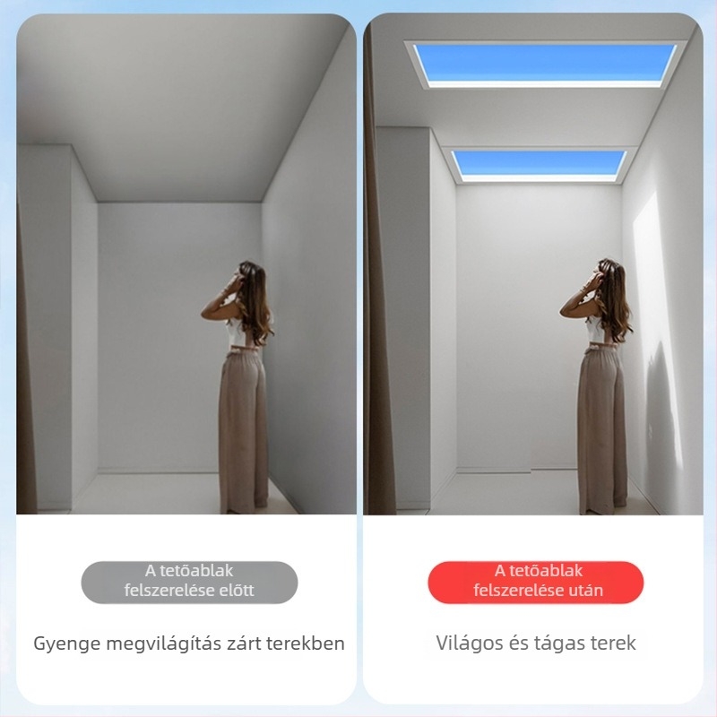 LED ultra vékony mennyezeti lámpa, intelligens integrált világítással konyhához és fürdőszobához, kék égbolt fény, nap imitáció, tiszta égbolt