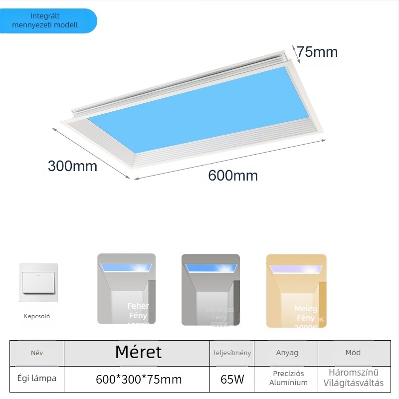 LED ultra vékony mennyezeti lámpa, intelligens integrált világítással konyhához és fürdőszobához, kék égbolt fény, nap imitáció, tiszta égbolt
