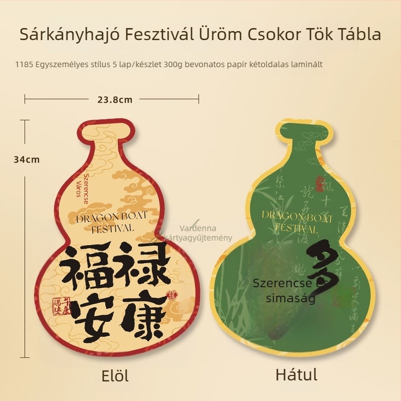Dragon Boat fesztivál kártya nemzeti stílusú kalligráfiával – ünnepi szöveg, akasztó medál DIY dekorációhoz