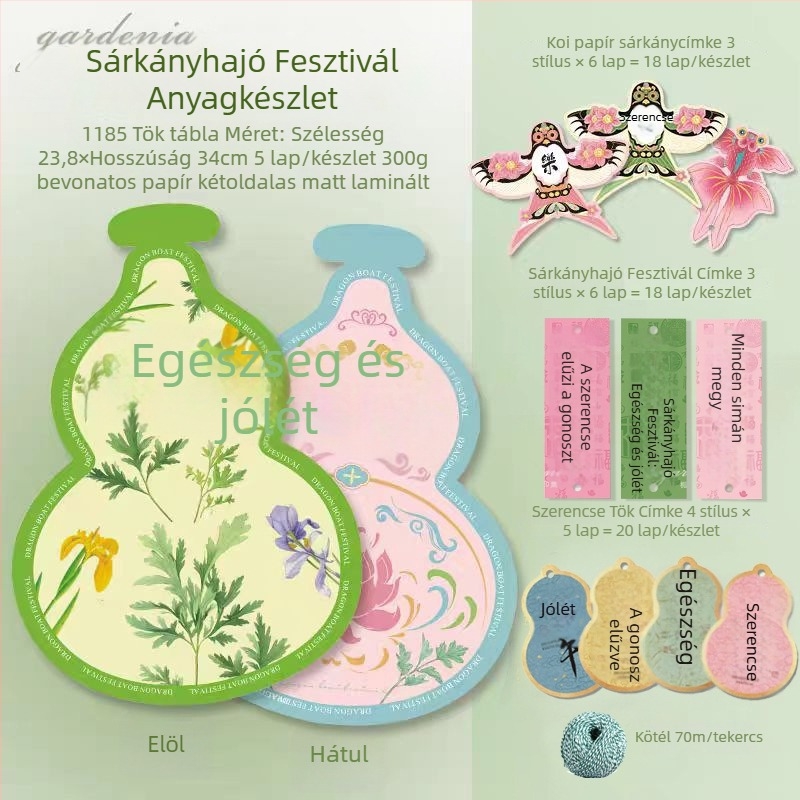 Dragon Boat fesztivál kártya nemzeti stílusú kalligráfiával – ünnepi szöveg, akasztó medál DIY dekorációhoz