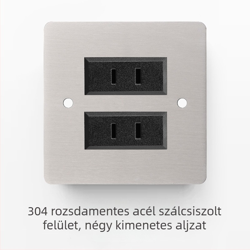 Rozsdamentes acél csiszolt felületű kapcsoló- és aljzatkészlet retró panellel, ipari stílusú karos kapcsolóval