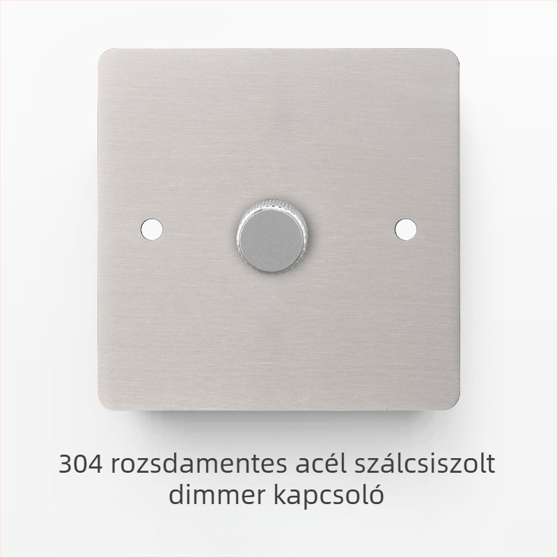 Rozsdamentes acél csiszolt felületű kapcsoló- és aljzatkészlet retró panellel, ipari stílusú karos kapcsolóval