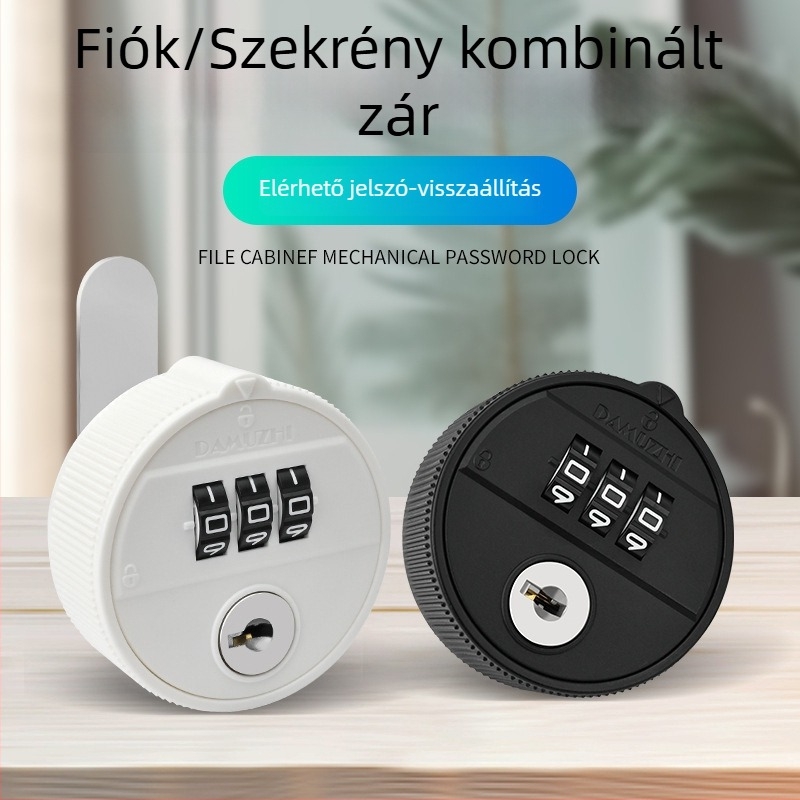 Mechanikus jelszavas zár kulccsal fájl- és irattároló szekrényhez, két ajtós kialakítás, hosszított fiókkal
