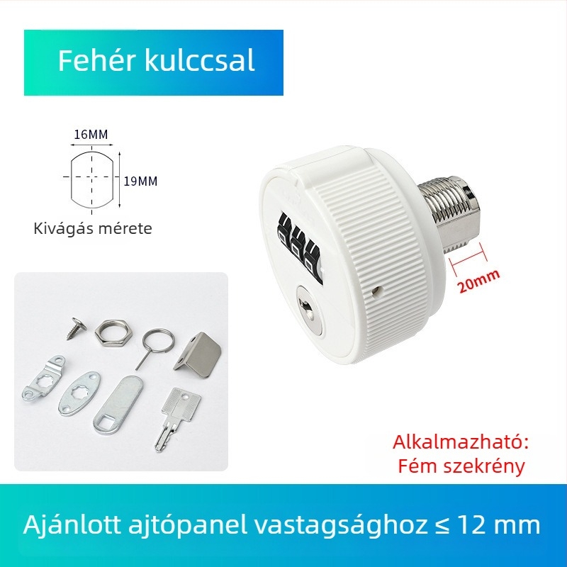 Mechanikus jelszavas zár kulccsal fájl- és irattároló szekrényhez, két ajtós kialakítás, hosszított fiókkal